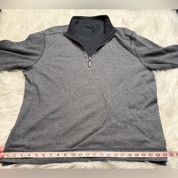 Tommy Bahama | Men’s Large Heather Gray Quarter Zip Light Pullover - Picture 12 of 15